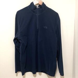 Navy Blue North Face Fleece Pullover 1/4 Zip Jacket, Size XL
